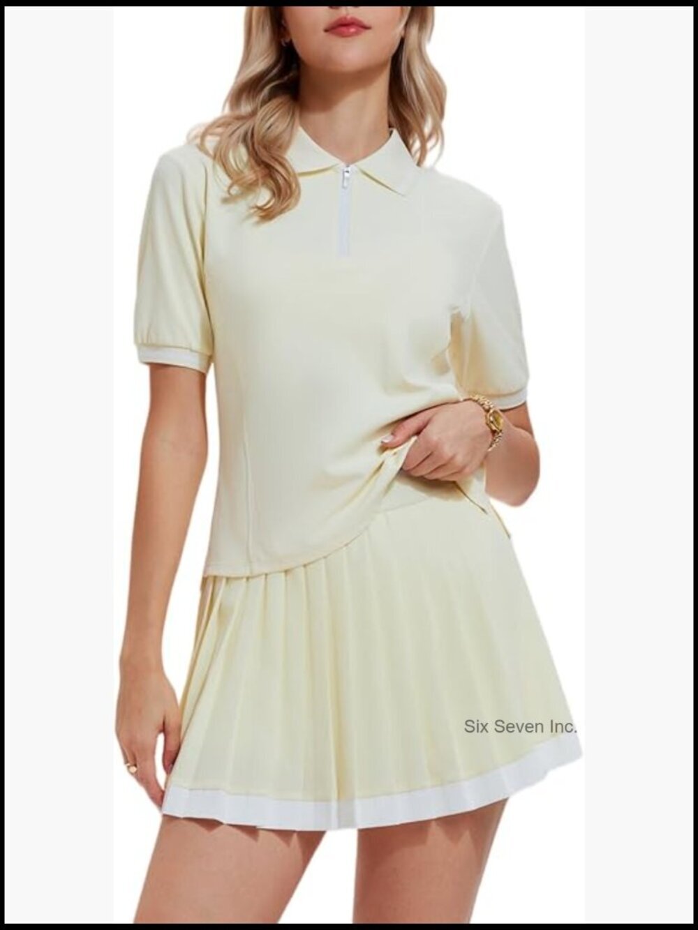 Women's 2 Piece Tennis Skirt Set Zip Up Athletic Dress Golf Skorts with Shorts